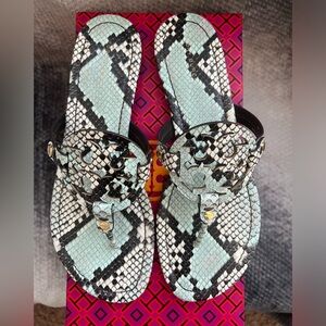 Tory Burch Miller Stamped Snake Leather Aqua Mist